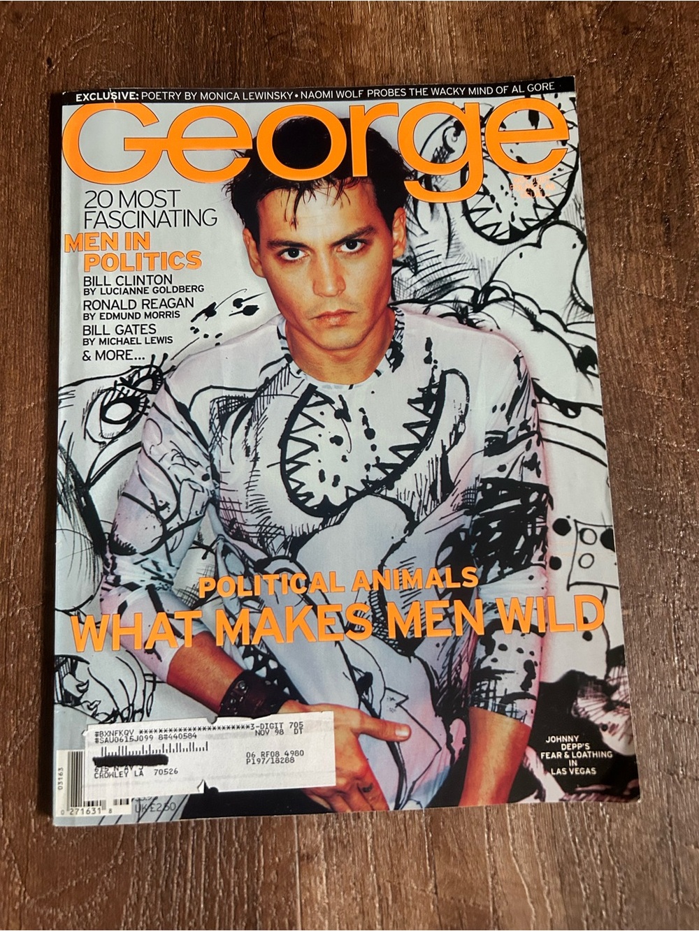 George Magazine June 1998 Johnny Depp, Bill Gates, Ronald Reagan, Bill Clinton